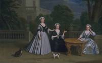 Three Ladies of the Leman Family and their Dogs on a Terrace