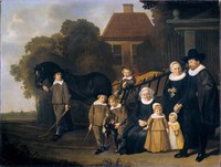 Portrait of the Meebeeck Cruywagen Family near the Gate of their Country Home on the Uitweg near Amsterdam