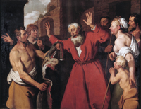 Joseph's blood-stained coat is brought and shown to Jacob