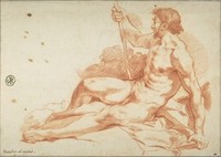 Study of a Sitting Man Holding a Staff