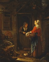 A Girl Selling Grapes to an Old Woman