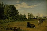 Two Cows in a Field near Vognserup Manor, Zealand