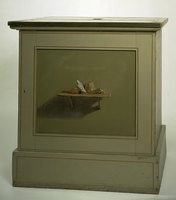 Console Cupboard with a Painted Motif, Shelf with Stones